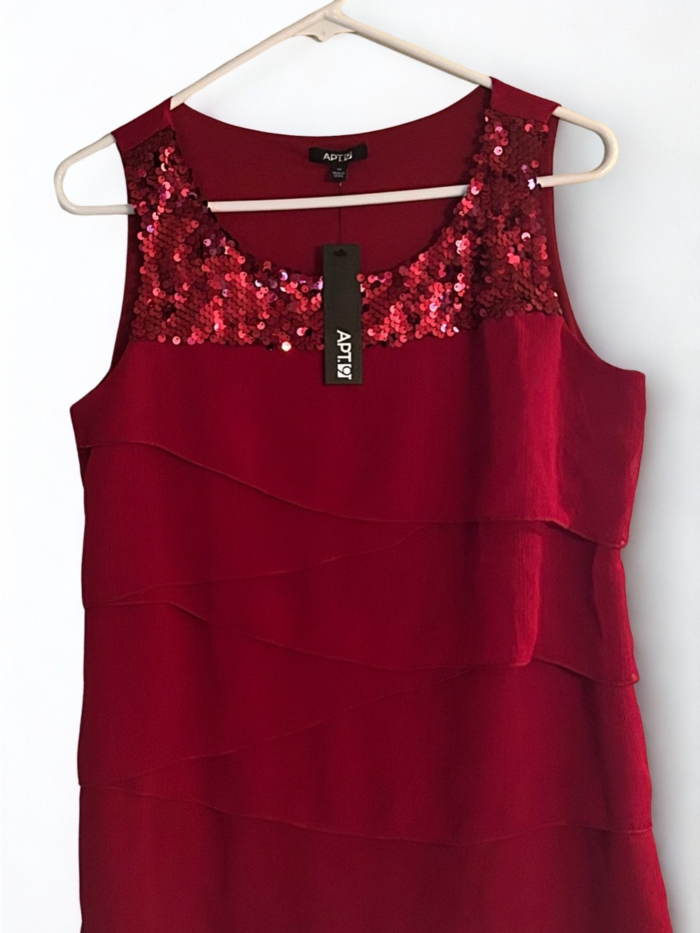 Apt. 9 Women's Red Sequin Scoop Neck Layered Camisole